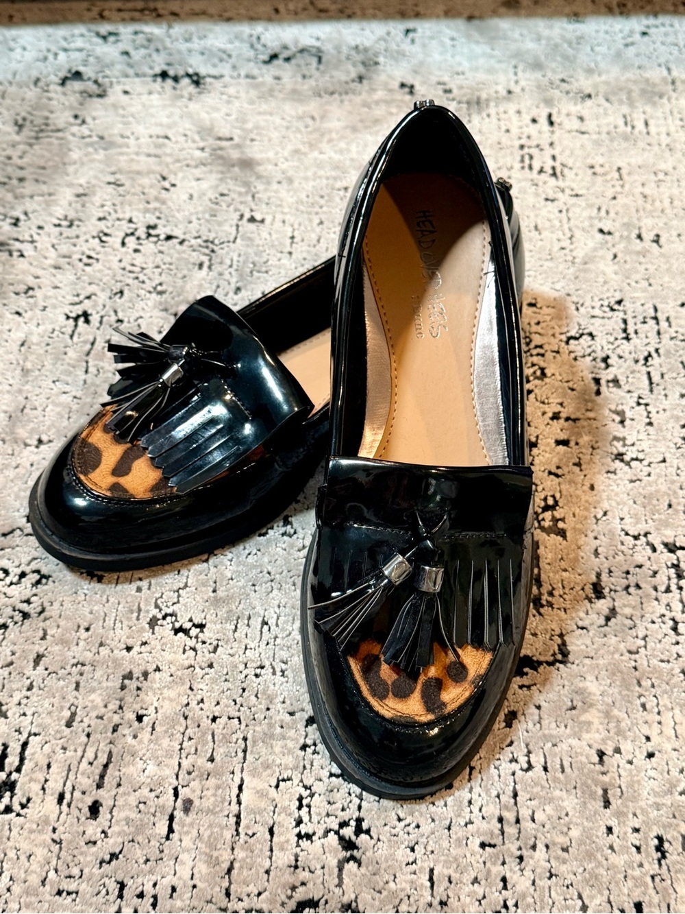 Head Over Heels Black Patent Loafers with Leopard Accent-7